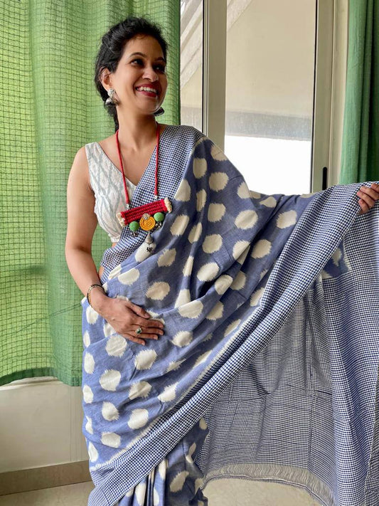 Ajrakh Style Linen Digital Printed Saree SA825-1185