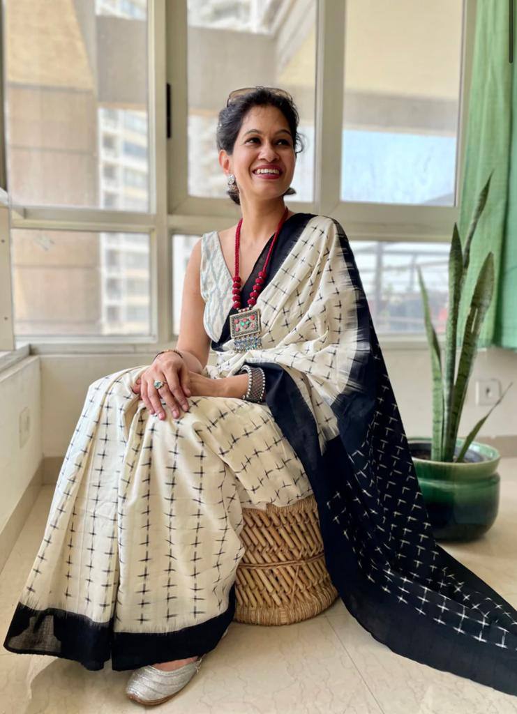 Ajrakh Style Linen Digital Printed Saree SA825-1184