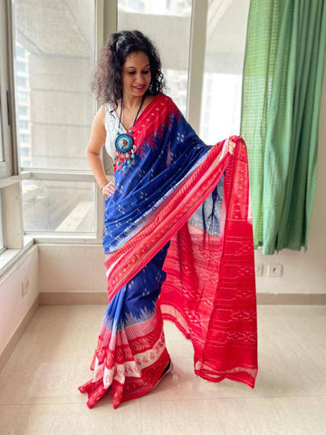 Ajrakh Style Linen Digital Printed Saree SA825-1189