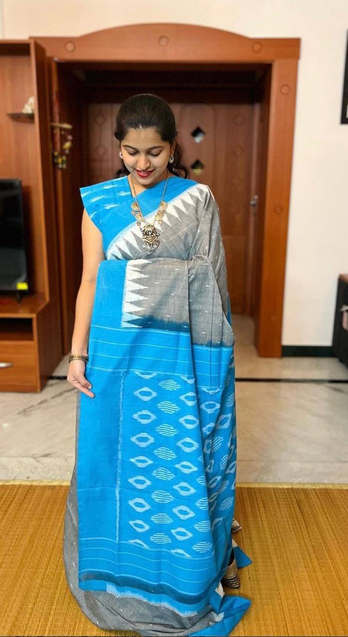 Ajrakh Style Linen Digital Printed Saree SA825-1204