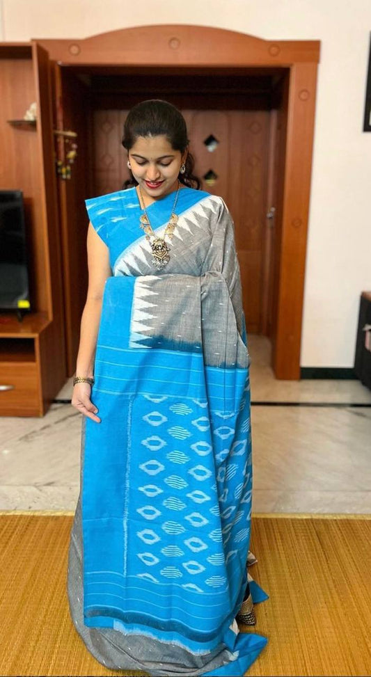 Ajrakh Style Linen Digital Printed Saree SA825-1204