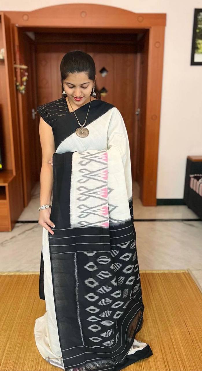 Ajrakh Style Linen Digital Printed Saree SA825-1206