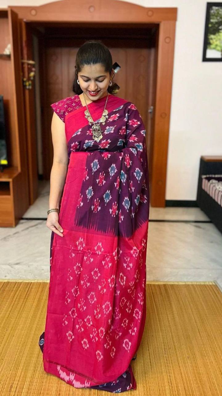 Ajrakh Style Linen Digital Printed Saree SA825-1209