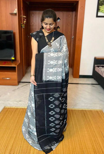 Ajrakh Style Linen Digital Printed Saree SA825-1211