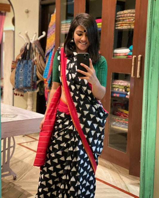 Ajrakh Style Linen Digital Printed Saree SA825-1221