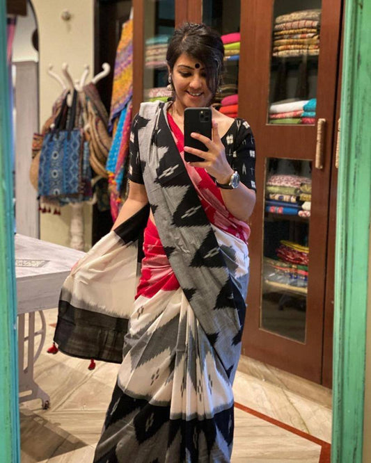 Ajrakh Style Linen Digital Printed Saree SA825-1223