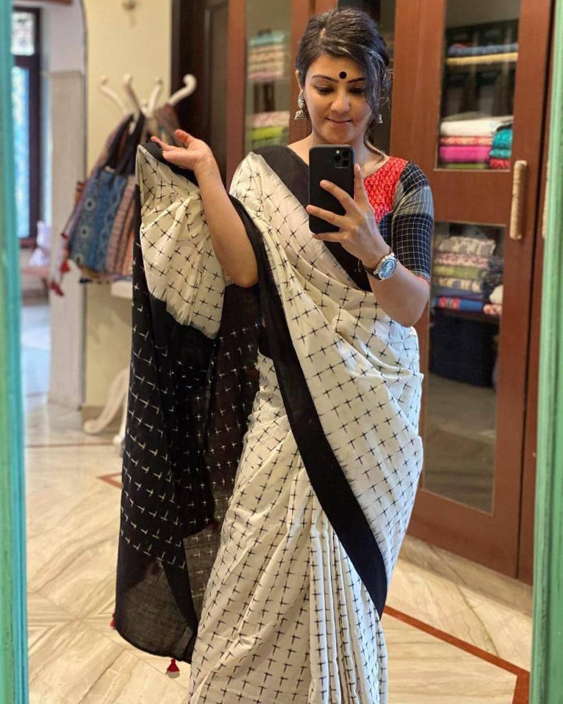 Ajrakh Style Linen Digital Printed Saree SA825-1228