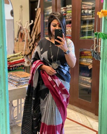 Ajrakh Style Linen Digital Printed Saree SA825-1230