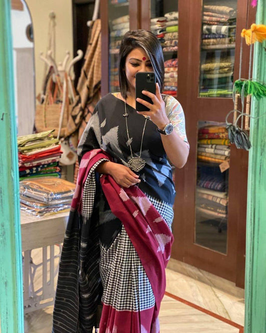 Ajrakh Style Linen Digital Printed Saree SA825-1230