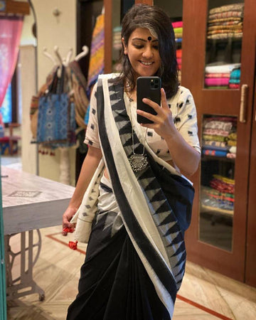 Ajrakh Style Linen Digital Printed Saree SA825-1231