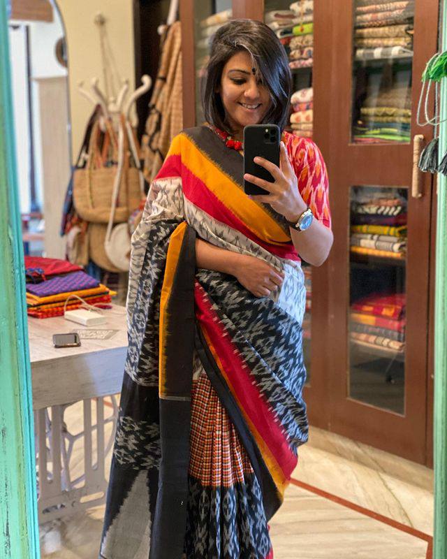 Ajrakh Style Linen Digital Printed Saree SA825-1234