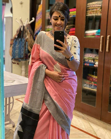 Ajrakh Style Linen Digital Printed Saree SA825-1239