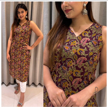 Sleeveless Cotton Printed Kurti – Regular & Office Wear | Sizes M-XXL SA925-1246
