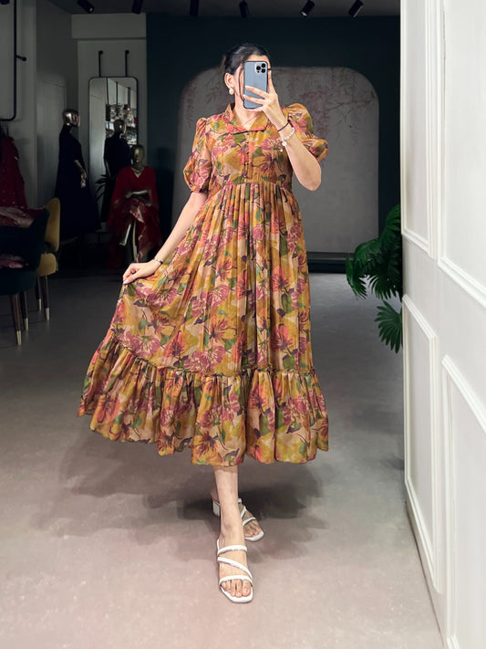 Floral Organza Stitched Frock – 4 Mtr Flare with Micro Crepe Lining SA925-1256