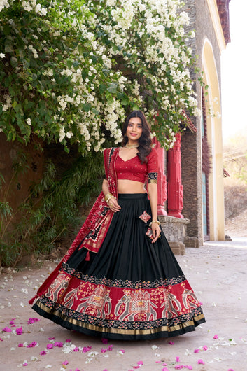 Tasar Silk Patola Print Foil Work Lehenga Choli SA1125-1411