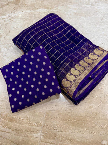 Pure Viscose Georgette Saree with Matching Viscose Blous SA1025-1331