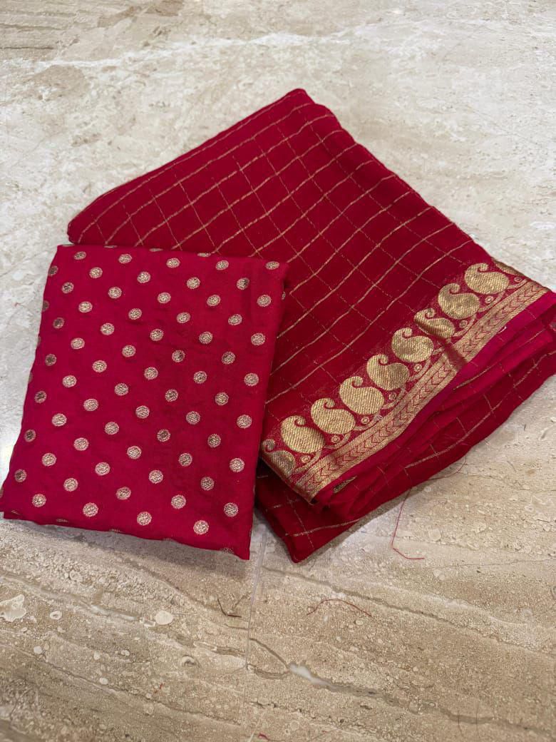 Pure Viscose Georgette Saree with Matching Viscose Blous SA1025-1332