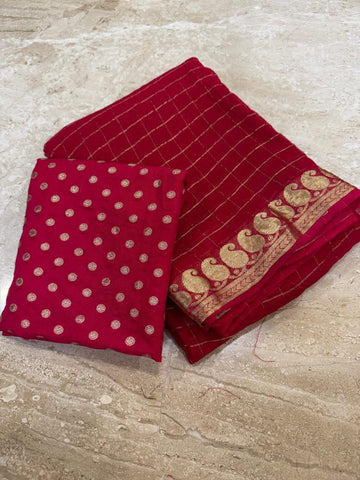 Pure Viscose Georgette Saree with Matching Viscose Blous SA1025-1332