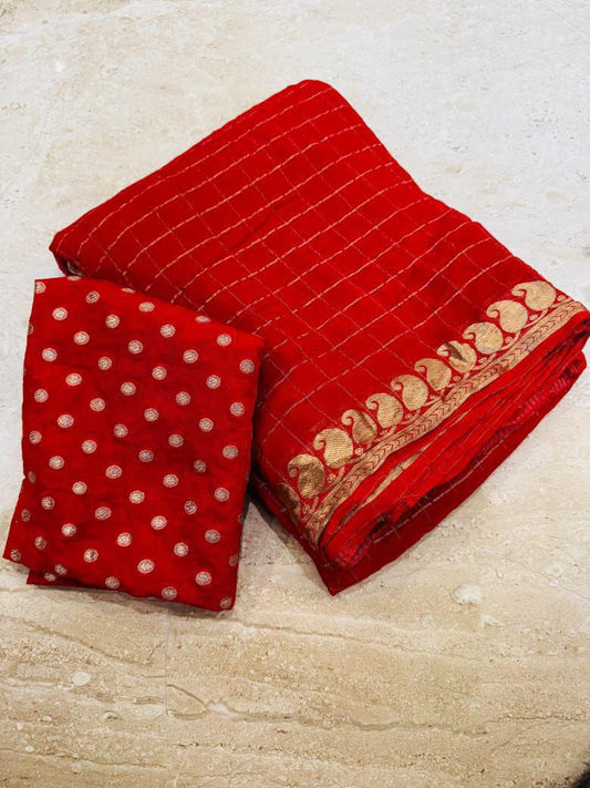 Pure Viscose Georgette Saree with Matching Viscose Blous SA1025-1333