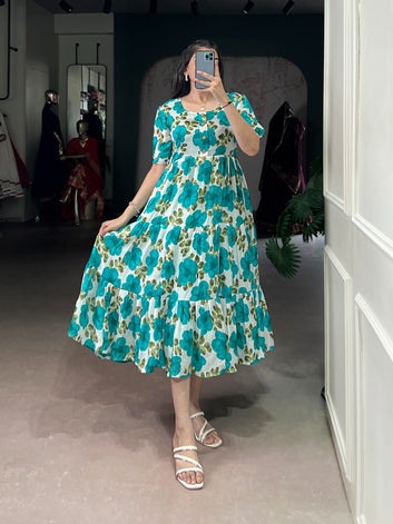 Vichitra Silk Floral Print Ethnic Frock! SA1125-1401