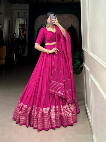 Pure Chanderi Lehenga Choli with Zari Border! SA1125-1405