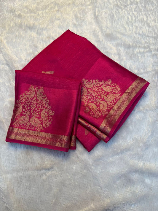 Rich Viscose Saree with Elegant Golden Zari Deer Border SA1025-1323