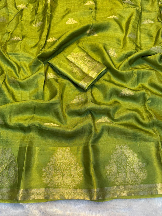 Rich Viscose Saree with Elegant Golden Zari Deer Border SA1025-1324