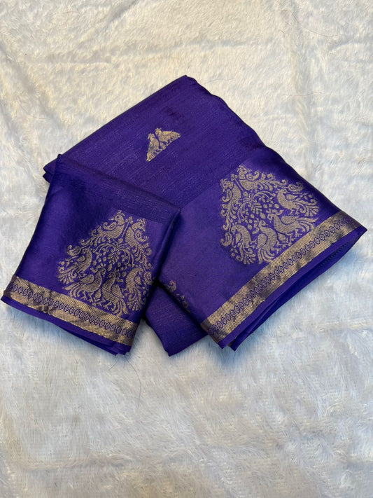 Rich Viscose Saree with Elegant Golden Zari Deer Border SA1025-1325