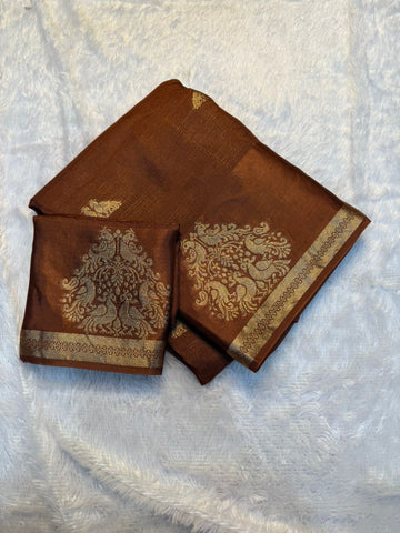 Rich Viscose Saree with Elegant Golden Zari Deer Border SA1025-1326