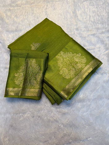 Rich Viscose Saree with Elegant Golden Zari Deer Border SA1025-1324