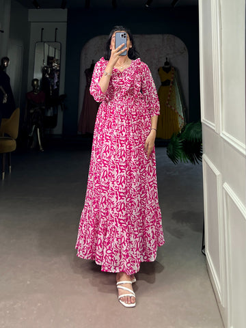 Printed Georgette Frock | Elegant Summer Ethnic Dres SA1125-1350