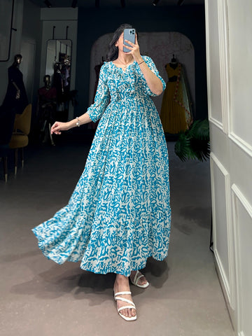 Printed Georgette Frock | Elegant Summer Ethnic Dres SA1125-1351