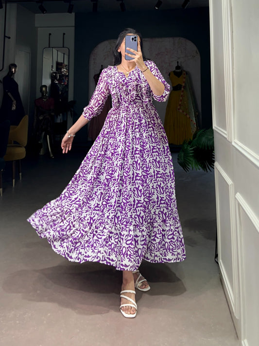 Printed Georgette Frock | Elegant Summer Ethnic Dres SA1125-1353