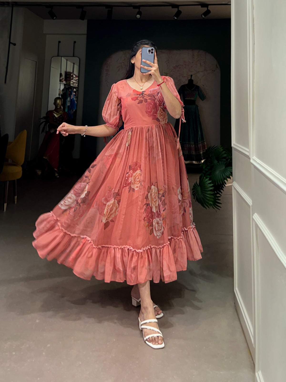 Georgette Floral Printed Ethnic Frock! SA1125-1403