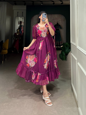 Georgette Floral Printed Ethnic Frock! SA1125-1403