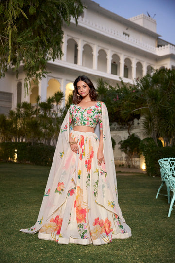 Floral Print Georgette Lehengas! SA1125-1406