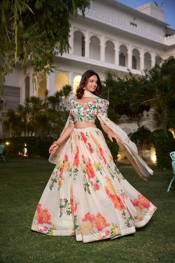 Floral Print Georgette Lehengas! SA1125-1406