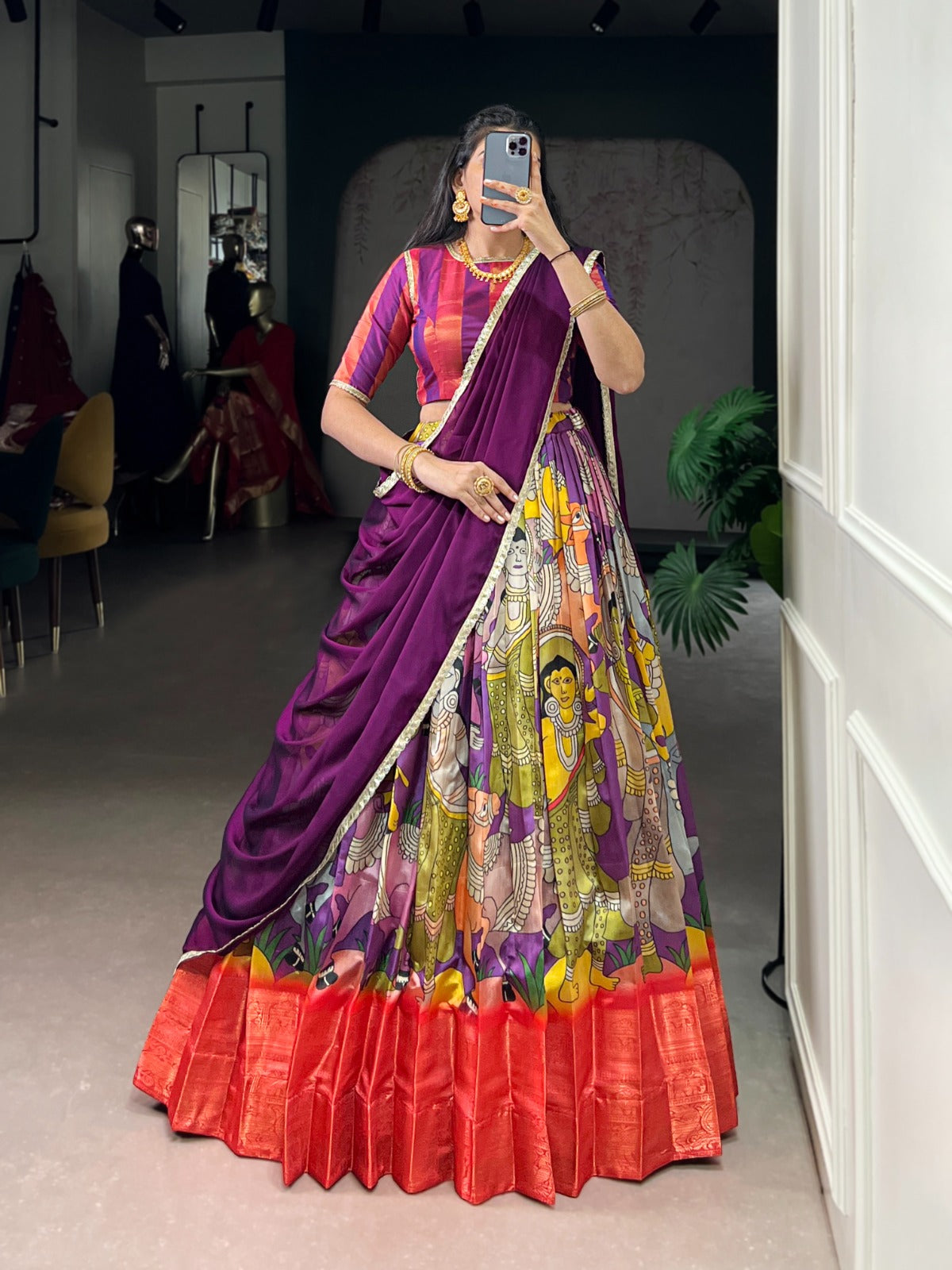 Dola Silk Kalamkari Print Lehenga Choli SA1125-1413