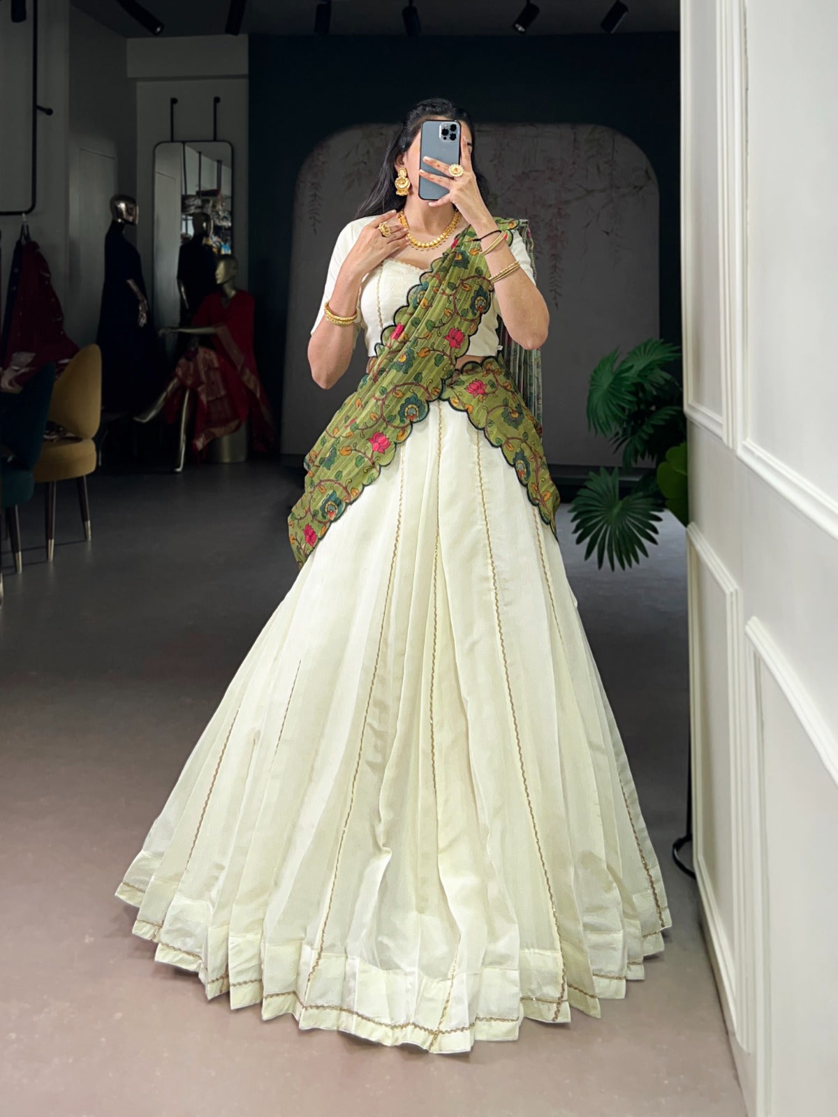 New Crush Lehenga Choli with Handloom Kora Silk Kalamkari Dupatta ! SA1125-1418