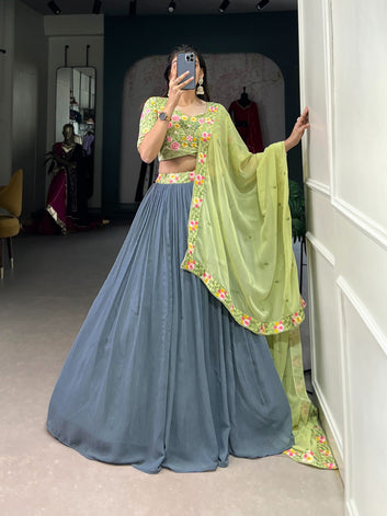 Gray & Pista Georgette Lehenga Choli ! SA1125-1420