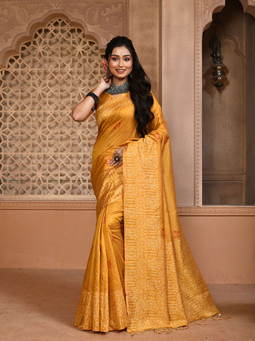 Traditional Kalamkari Raw Silk Sari with Rich weaving Pallu SA125-085