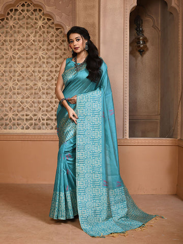 Traditional Kalamkari Raw Silk Sari with Rich weaving Pallu SA125-086