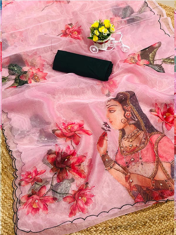 Soft Organza handwork Saree with handwork (Khatli) work SA125-046