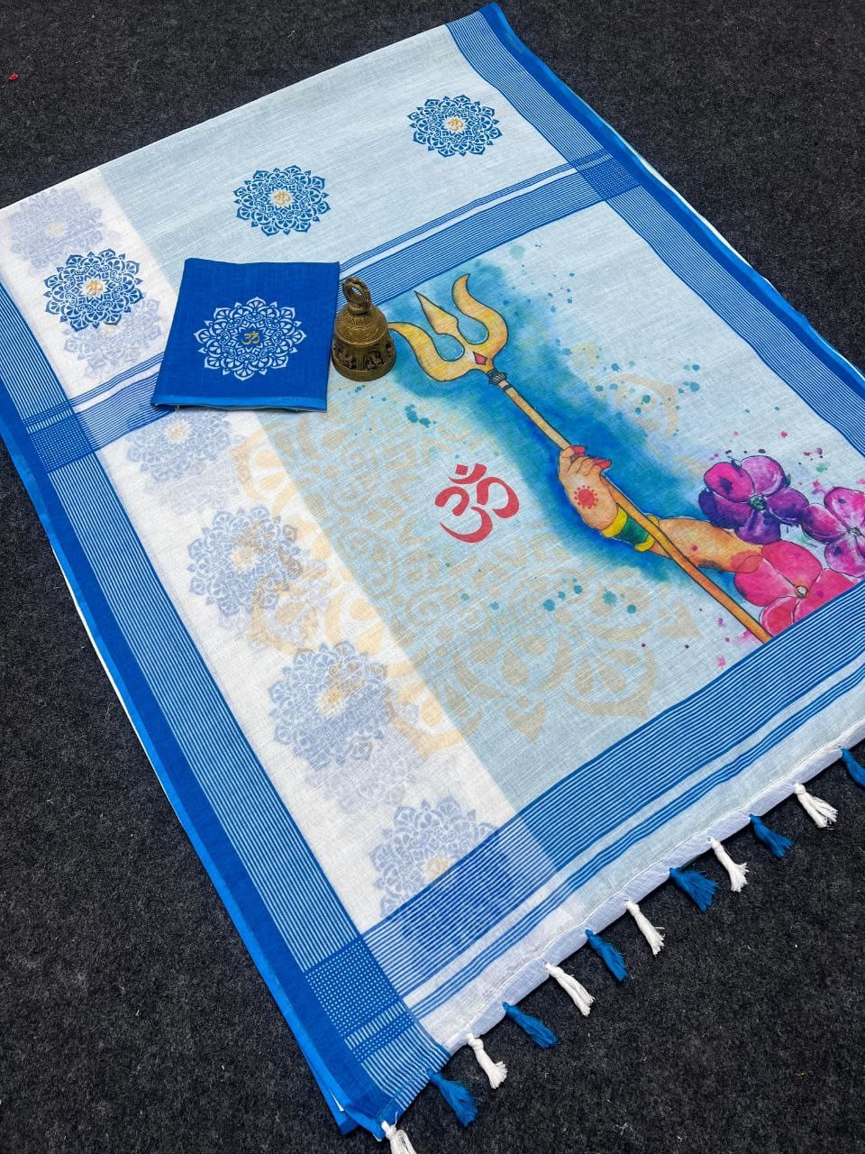 Red Devi – Durga Puja Special LinenSaree with Digital Print SA825-996