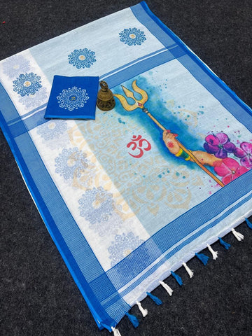 Red Devi – Durga Puja Special LinenSaree with Digital Print SA825-996