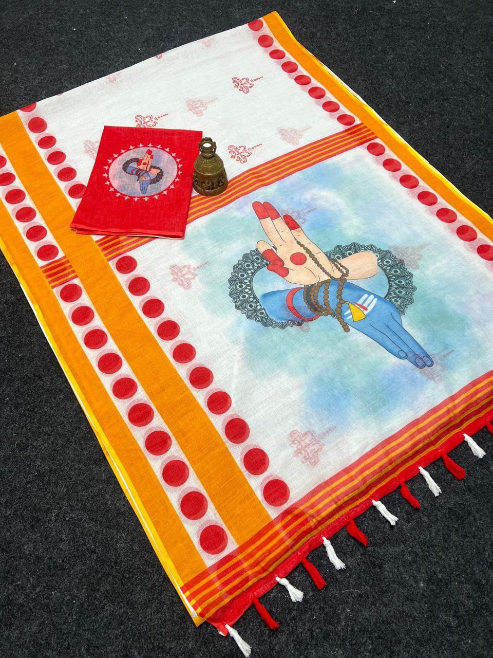 Red Devi – Durga Puja Special LinenSaree with Digital Print SA825-999