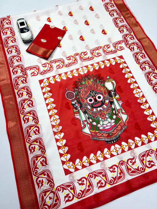 Red Devi – Durga Puja Special Soft Silk Saree with Digital Print SA825-973