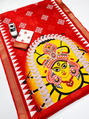 Red Devi – Durga Puja Special Soft Silk Saree with Digital Print SA825-974
