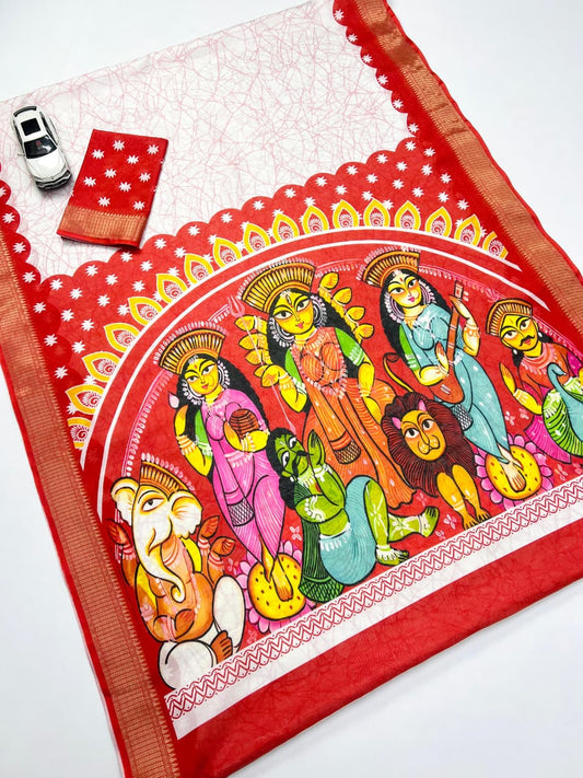 Red Devi – Durga Puja Special Soft Silk Saree with Digital Print SA825-975