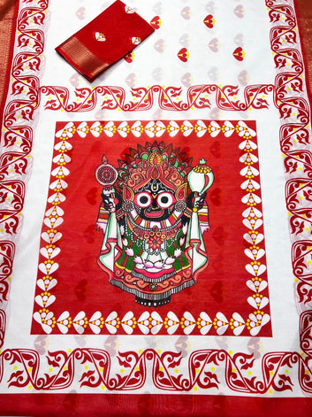 Red Devi – Durga Puja Special Soft Silk Saree with Digital Print SA825-973